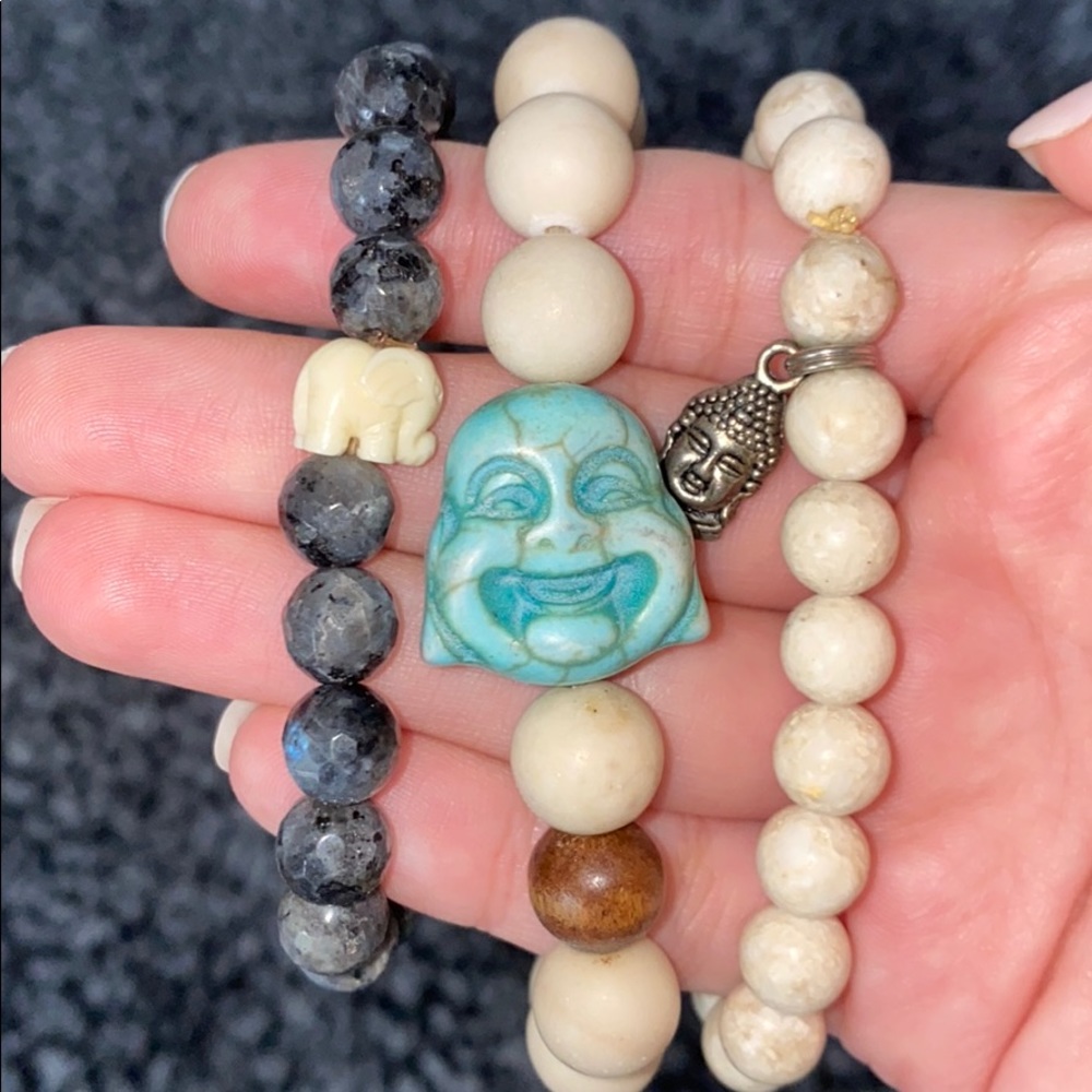 3 beaded stack bracelets